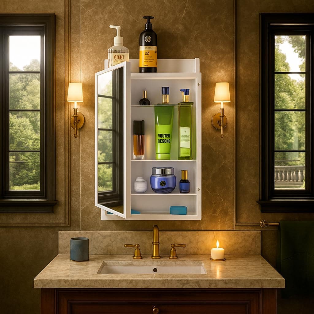 PARASNATH Rich Look Bathroom Mirror Cabinet: Durable Plastic Storage with 6-Year Warranty | Space-Saving Wall Mounted Organizer (White)